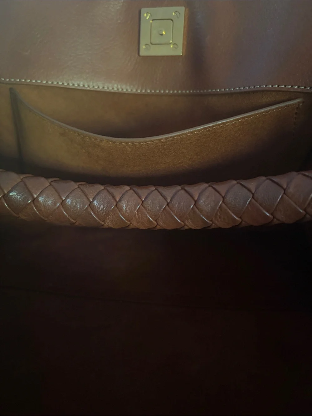 Mulberry Brown Leather Shoulder Bag with Braided Handle (Iris) - Picture 6 of 9
